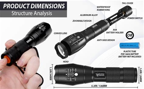 Amazon.com: FREEZE2TRIM Elite Tac Flashlight, Vital Tac USA Tactical Flashlight, Battery Powered ...