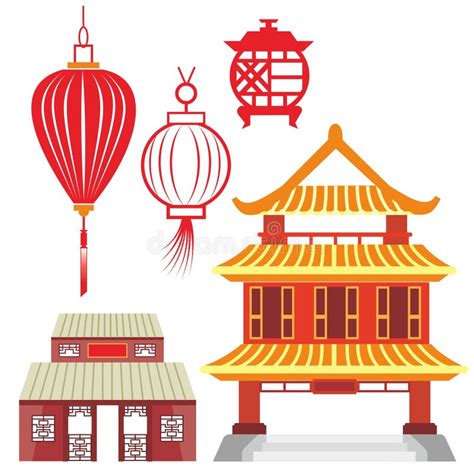 Chinese Temples stock vector. Illustration of silhouette - 7827856