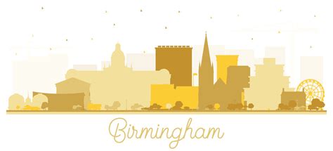 Birmingham UK City Skyline Silhouette with Golden Buildings Isolated on ...