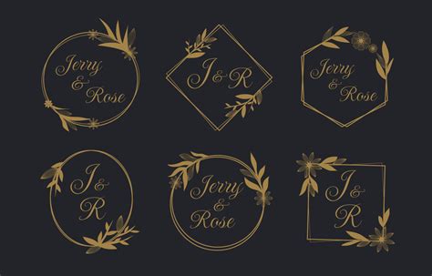 Set of Floral Wedding Monogram 4925996 Vector Art at Vecteezy