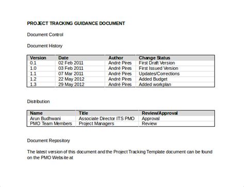 Document Version Control Template Word - Free Documents