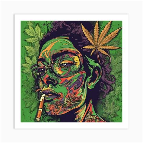 Psychedelic Woman Smoking Marijuana Art Print by ADK ART'S - Fy