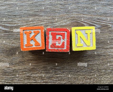 ken name written with wood block letter toys Stock Photo - Alamy