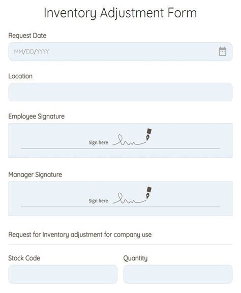 Inventory Adjustment Form Template | 123FormBuilder