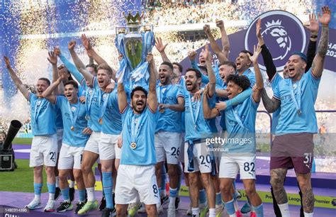 Manchester City captain Ilkay Gundogan lifts the Premier League... News ...