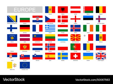 Flags of europe Royalty Free Vector Image - VectorStock