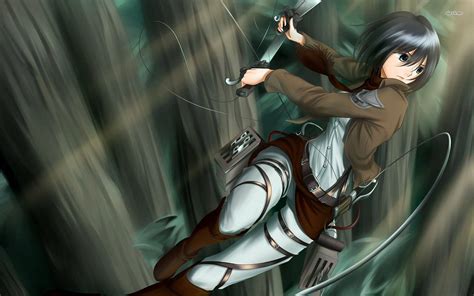 Download Mikasa Fight Training Wallpaper | Wallpapers.com