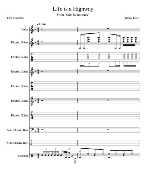 Life is a Highway - Rascal Flatts Sheet music for Vocals, Guitar, Bass ...