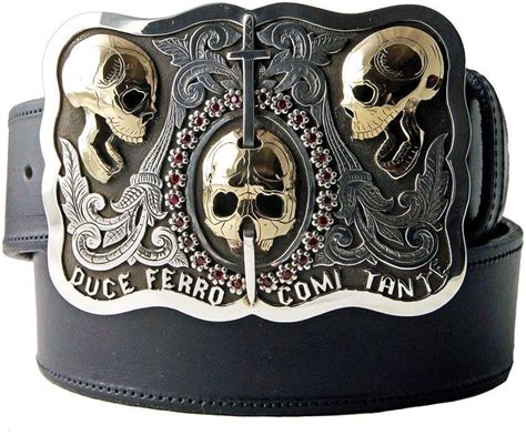 Amazon.com: Skull Belt Buckle Sterling Silver with Gold and Rubies Large Western: Clothing