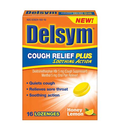 Amazon.com: Delsym Cough Relief Plus Lozenges, Honey Lemon, 16 Count ...