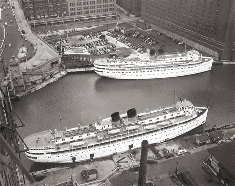 Great Lakes Passenger Steamers the S.S. NORTH AMERICAN (Top) and its sister ship the S.S. SOUTH ...