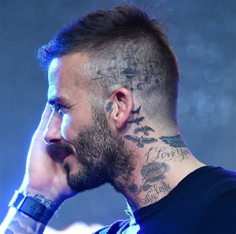 David Beckham Reveals New Head Tattoo (Photos) | Tatuagem no pescoço ...