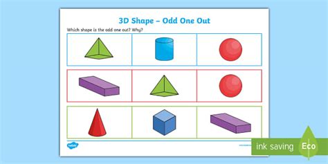 3D Shape Odd One Out | Unusual 3D Shapes, Names and Pictures