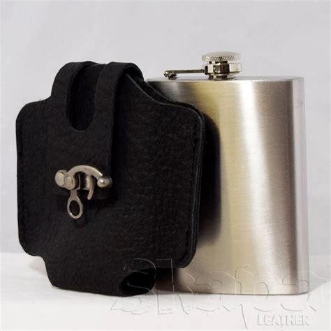 Flask Holder w/ Flask | Handmade Leather Flask Pouch in Black or Brown ...