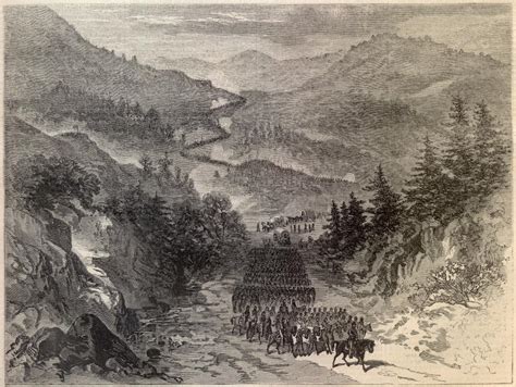 Settlers traveling on the Wilderness Road through the Cumberland Gap