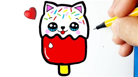 Cómo dibujar paletas kawaii lindo gatito ♥ Dibujos Kawaii - Dibujos para dibujar - YouTube