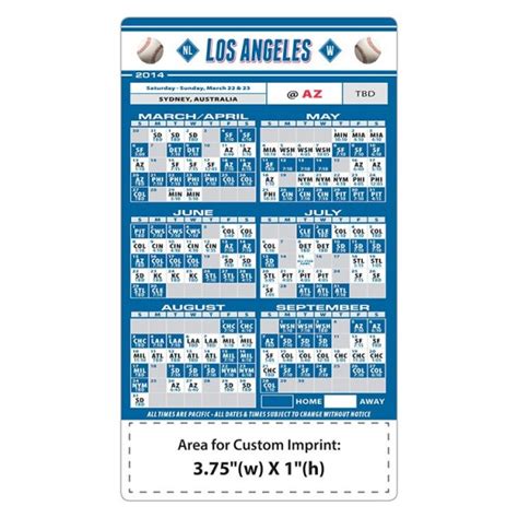 Custom Los Angeles Dodgers Baseball Team Schedule Magnets 4" x 7" | Custom-Magnets