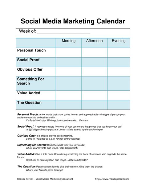 Social Media Marketing Calendar Template