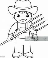 Farmer Coloring Page For Kids Stock Illustration  Download Image Now sketch template