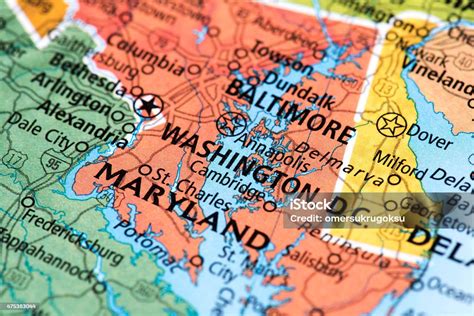 Map Of Washington Dc In Usa Stock Photo - Download Image Now - Map ...