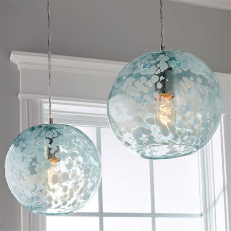 Speckled Hand Blown Glass Pendant blue | Beach house lighting, Blown ...