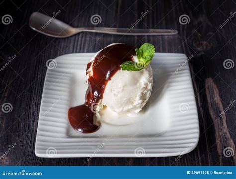 Vanilla Ice Cream With Chocolate Syrup Royalty Free Stock Photos ...