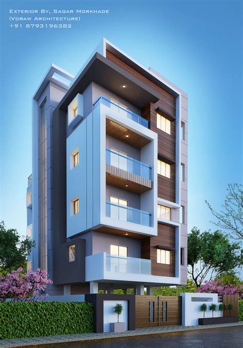 Modern Residential Flat scheme Exterior By, Ar.Sagar Morkhade (Vdraw ...