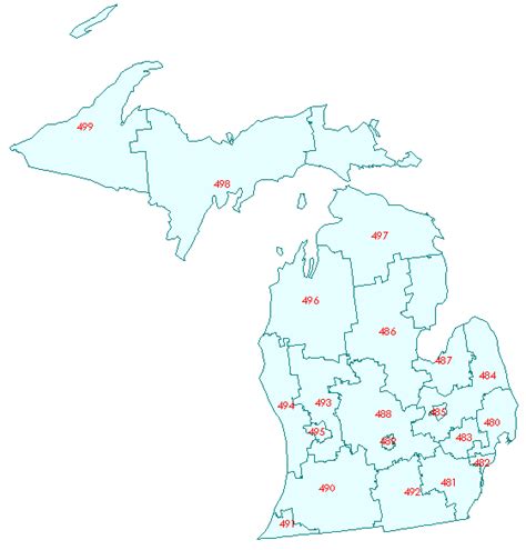 Michigan Zip Code Map - Blank Map