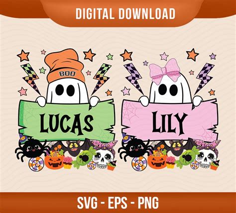 Cute Ghost Halloween Custom Name Png Retro Halloween - Etsy