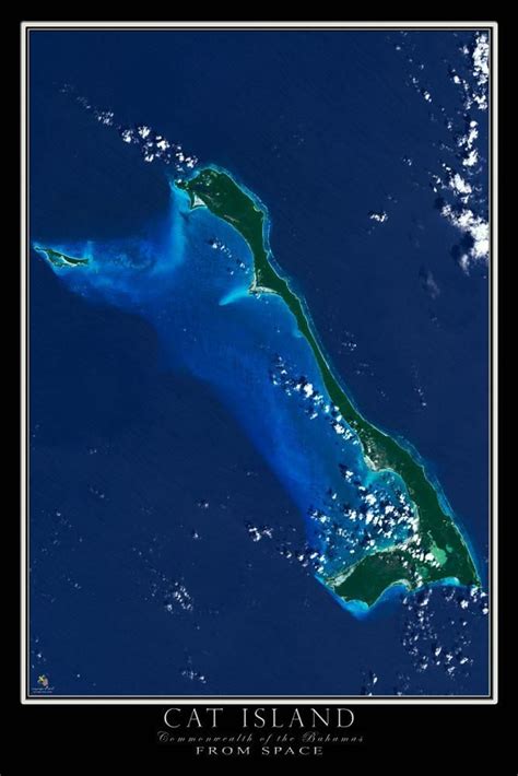 The Cat Island Bahamas Satellite Poster Map | Cat island, Cat island bahamas, Map poster