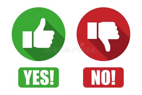 Yes and No Button with Thumbs Up and Thumbs Down Icons Stock Vector - Illustration of hand, sign ...