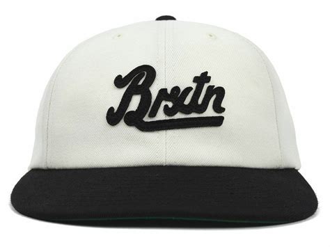 Brixton Houston Script Logo Two Tone Adjustable Snapback Flat Bill Cap ...