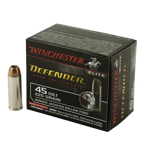 Winchester Defender Ammunition 45 Colt (Long Colt) 225 Grain Bonded ...