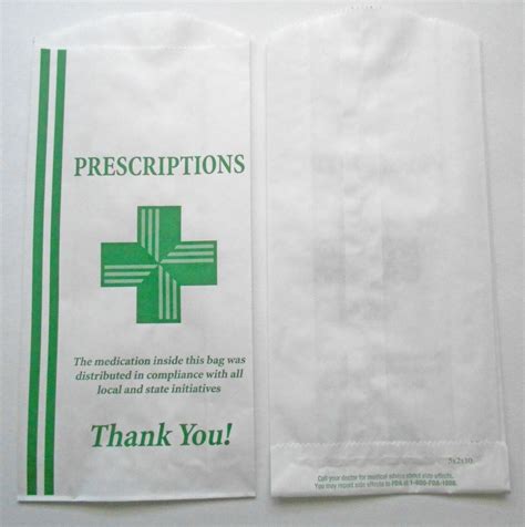 200 Green RX (10x5x2) Paper Prescription Pharmacy Bags Medication Drug Store Bag | eBay