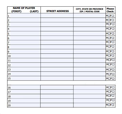 Softball Lineup Template Excel