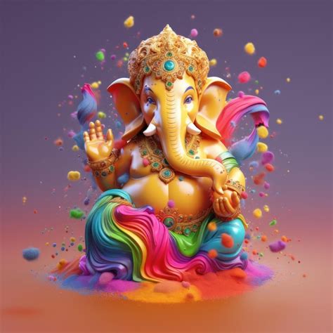 Premium Photo | Colorful ganesh ji 3d colorful background wallpaper