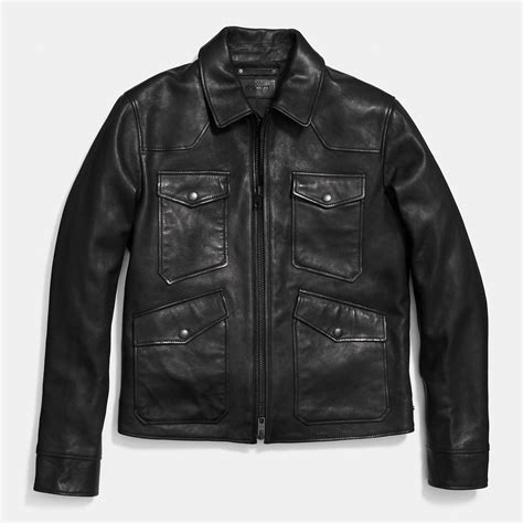 Coach Four Pocket Leather Jacket in Black for Men | Lyst