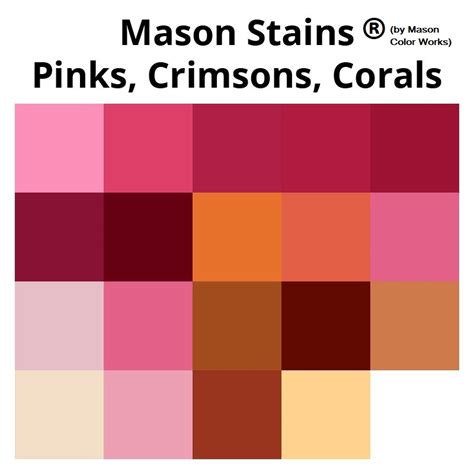 Mason Stains®(by Mason Color Works): Pinks, Crimsons, Corals - Columbus Clay Company