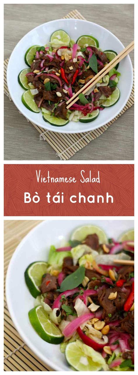 Bò tái chanh is a Vietnamese salad based on beef that is prepared raw or underdone by cooking it ...