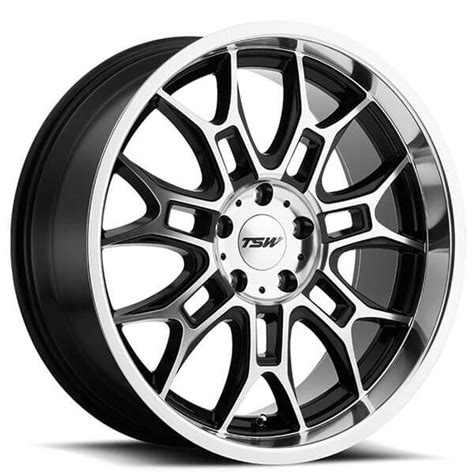 18" TSW Wheels Yas Gloss Black with Mirror Cut Face and Lip Rims #TSW041-1