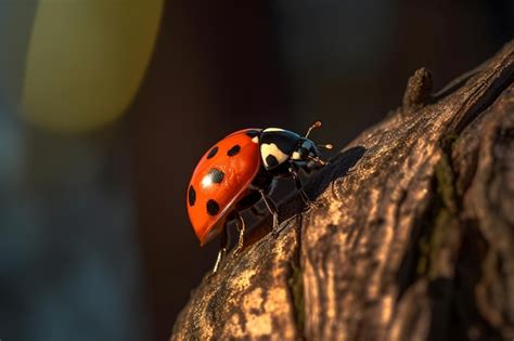 Premium AI Image | Ladybug on a leaf macro photography