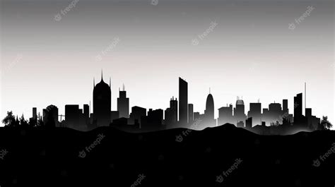 Premium Photo | A black and white silhouette of a city with the city ...