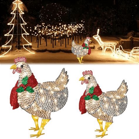 Kilkwhell Light-Up Chicken Christmas Decoration, Chicken Christmas Yard Ornaments Lawn Outdoor ...