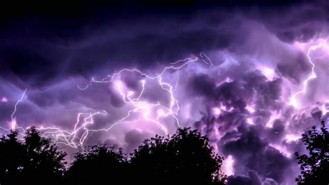 Purple Lightning On Dark Purple Clouds 4K HD Purple Wallpapers | HD Wallpapers | ID #37009