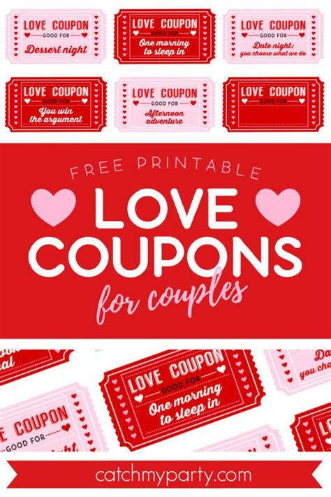 Free Printable Valentine's Day Love Coupons for Couples! | Catch My Party