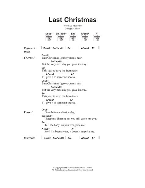 Last Christmas by Wham! - Guitar Chords/Lyrics - Guitar Instructor