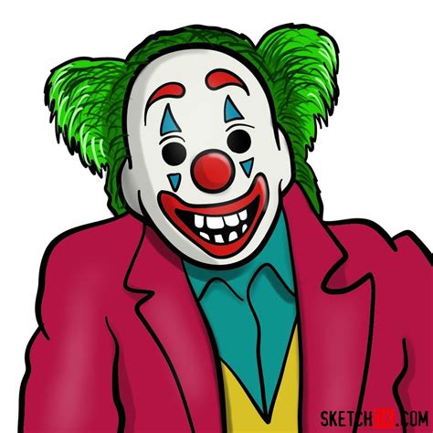 How to draw Joker Clown mask from Joker 2019 film - Sketchok easy ...