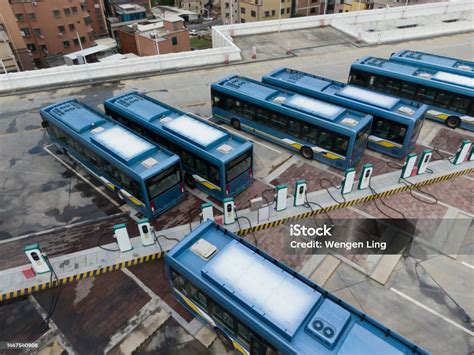 Electric Bus Charging Station Stock Photo - Download Image Now - Aerial View, Alternative Fuel ...