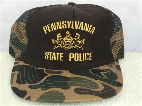 Vintage 80s Pennsylvania State Police Camo Snapback Hat Mesh Trucker ...