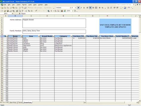 Sample Inventory Spreadsheet — excelxo.com